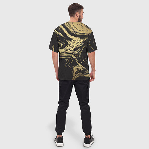 Мужская футболка оверсайз Золотой мрамор / 3D-принт – фото 4