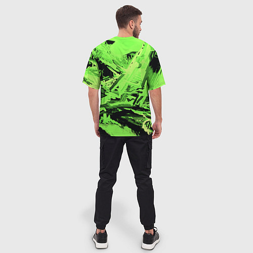 Мужская футболка оверсайз Cyberpunk 2077: Green Breaks / 3D-принт – фото 4