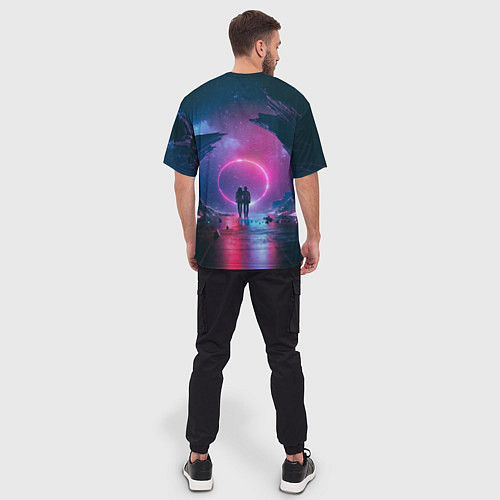 Мужская футболка оверсайз Любовь в космосе / 3D-принт – фото 4