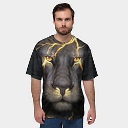 Футболка оверсайз мужская Лев с молнией, цвет: 3D-принт — фото 2