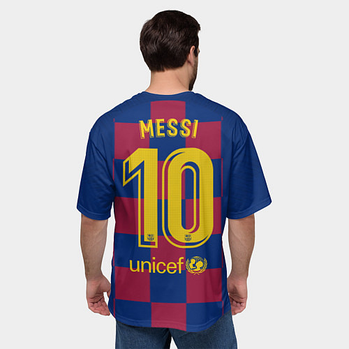 Мужская футболка оверсайз Messi home 19-20 season / 3D-принт – фото 4