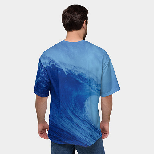 Мужская футболка оверсайз Парная - вода: кислород с волнами / 3D-принт – фото 4