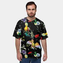 Футболка оверсайз мужская Попугаи, цвет: 3D-принт — фото 2
