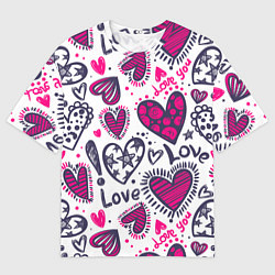 Футболка оверсайз мужская Love - pink hearts, цвет: 3D-принт