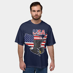 Футболка оверсайз мужская USA - flag and eagle, цвет: 3D-принт — фото 2