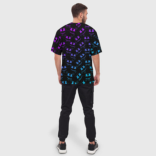 Мужская футболка оверсайз Marshmello: Dark Neon / 3D-принт – фото 4