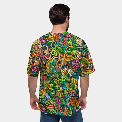 Мужская футболка оверсайз Тибетский коллаж / 3D-принт – фото 4