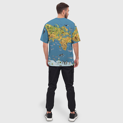 Мужская футболка оверсайз Карта мира детская / 3D-принт – фото 4