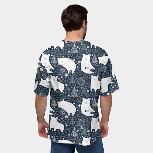 Мужская футболка оверсайз Белые медведи / 3D-принт – фото 4