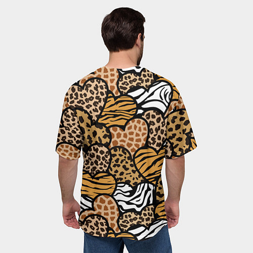 Мужская футболка оверсайз Сердца из шкур африканских животных / 3D-принт – фото 4