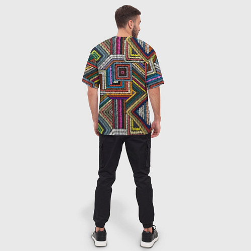 Мужская футболка оверсайз Этнический ковровый орнамент / 3D-принт – фото 4