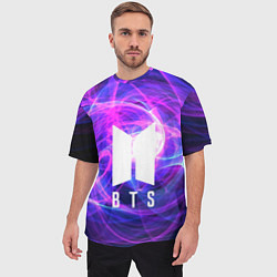 Футболка оверсайз мужская BTS: Violet Neon, цвет: 3D-принт — фото 2