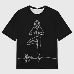 Футболка оверсайз мужская Йога - линейный рисунок, цвет: 3D-принт