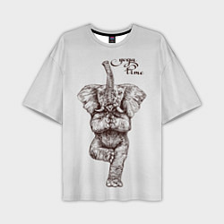 Футболка оверсайз мужская Yoga time - elephant, цвет: 3D-принт