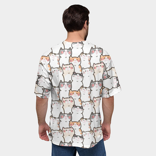 Мужская футболка оверсайз Кошки котики коты / 3D-принт – фото 4
