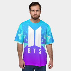 Футболка оверсайз мужская BTS: Violet Butterflies, цвет: 3D-принт — фото 2