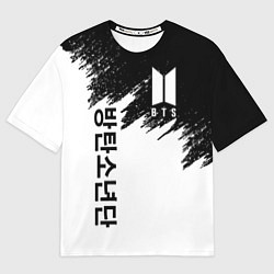 Футболка оверсайз мужская BTS: White & Black, цвет: 3D-принт