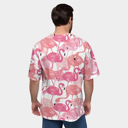 Мужская футболка оверсайз Рай фламинго / 3D-принт – фото 4