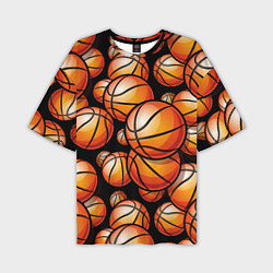 Мужская футболка оверсайз Баскетбольные яркие мячи