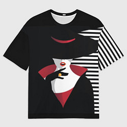 Мужская футболка оверсайз Женщина в шляпе поп-арт