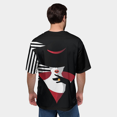 Мужская футболка оверсайз Женщина в шляпе поп-арт / 3D-принт – фото 4