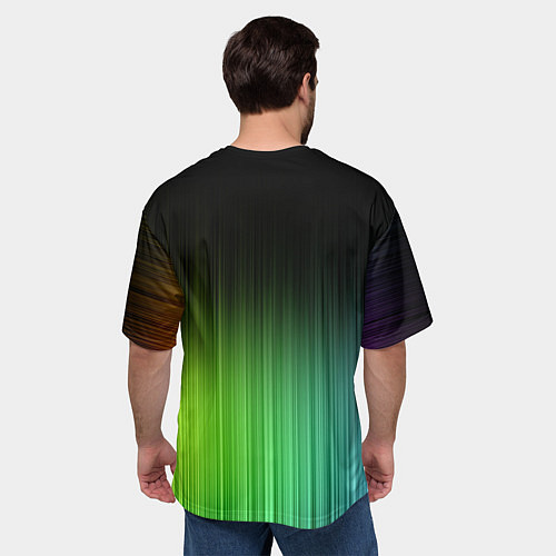 Мужская футболка оверсайз Неоновые полосы - Минимализм / 3D-принт – фото 4