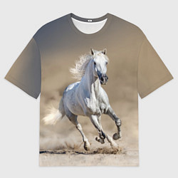 Мужская футболка оверсайз Белый конь - галоп