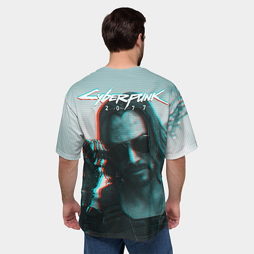 Мужская футболка оверсайз Cyberpunk 2077: Keanu Reeves / 3D-принт – фото 4