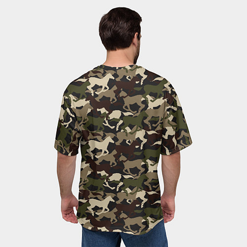 Мужская футболка оверсайз Камуфляж - лошади / 3D-принт – фото 4