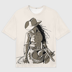 Футболка оверсайз мужская Наездница ковбойша, цвет: 3D-принт