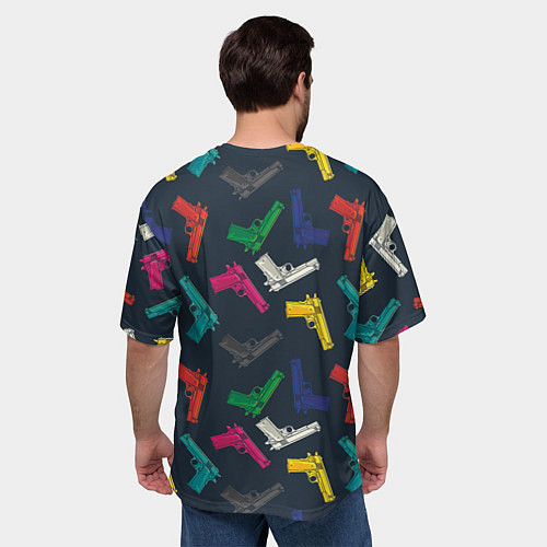 Мужская футболка оверсайз Разноцветные пистолеты / 3D-принт – фото 4