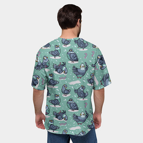 Мужская футболка оверсайз Голуби и червяки / 3D-принт – фото 4