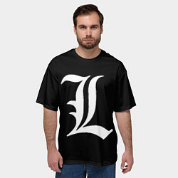 Футболка оверсайз мужская DEATH NOTE ТЕТРАДЬ СМЕРТИ L, цвет: 3D-принт — фото 2
