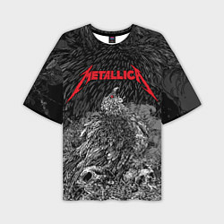 Футболка оверсайз мужская Metallica птица на черепах, цвет: 3D-принт
