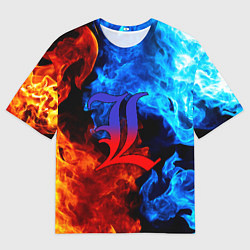 Футболка оверсайз мужская L letter fire, цвет: 3D-принт