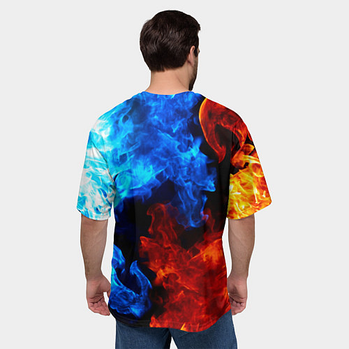 Мужская футболка оверсайз L letter fire / 3D-принт – фото 4