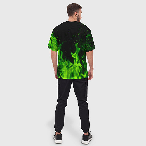 Мужская футболка оверсайз L letter flame / 3D-принт – фото 4