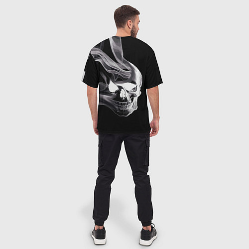 Мужская футболка оверсайз Wind - smoky skull / 3D-принт – фото 4
