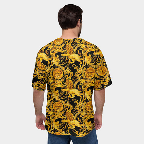 Мужская футболка оверсайз Львы золотые узоры / 3D-принт – фото 4