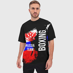 Футболка оверсайз мужская Boxing Russia Team и герб РФ, цвет: 3D-принт — фото 2