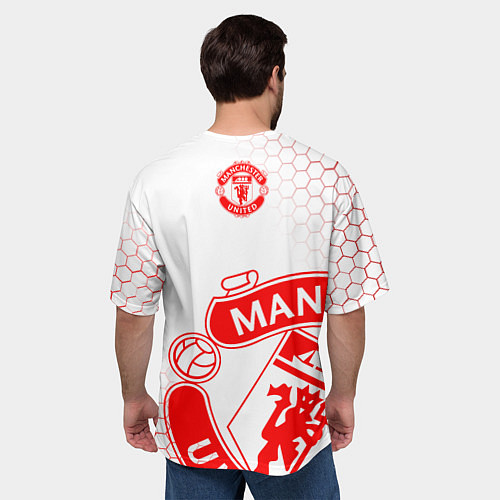 Мужская футболка оверсайз Манчестер Юнайтед white / 3D-принт – фото 4