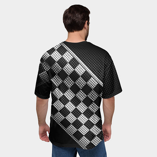 Мужская футболка оверсайз Финишная лента в клетку / 3D-принт – фото 4