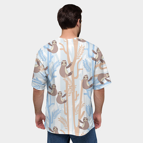 Мужская футболка оверсайз Ленивец стайл / 3D-принт – фото 4