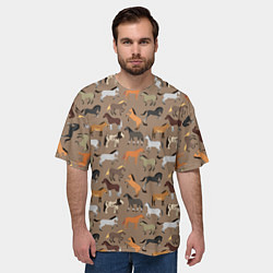 Футболка оверсайз мужская Кони-лошади, цвет: 3D-принт — фото 2