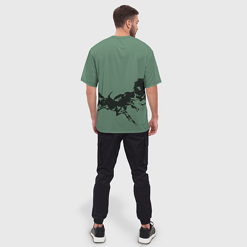 Мужская футболка оверсайз Черные кони / 3D-принт – фото 4