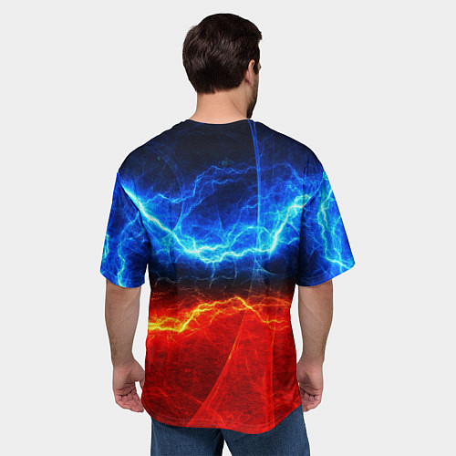 Мужская футболка оверсайз Лёд и огонь / 3D-принт – фото 4