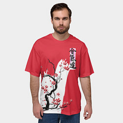 Футболка оверсайз мужская Сакура Айкидо, цвет: 3D-принт — фото 2
