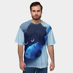 Футболка оверсайз мужская Аниме CAT, цвет: 3D-принт — фото 2