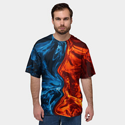 Футболка оверсайз мужская Огонь и вода, цвет: 3D-принт — фото 2