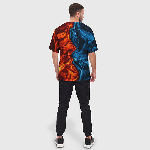 Мужская футболка оверсайз Огонь и вода / 3D-принт – фото 4